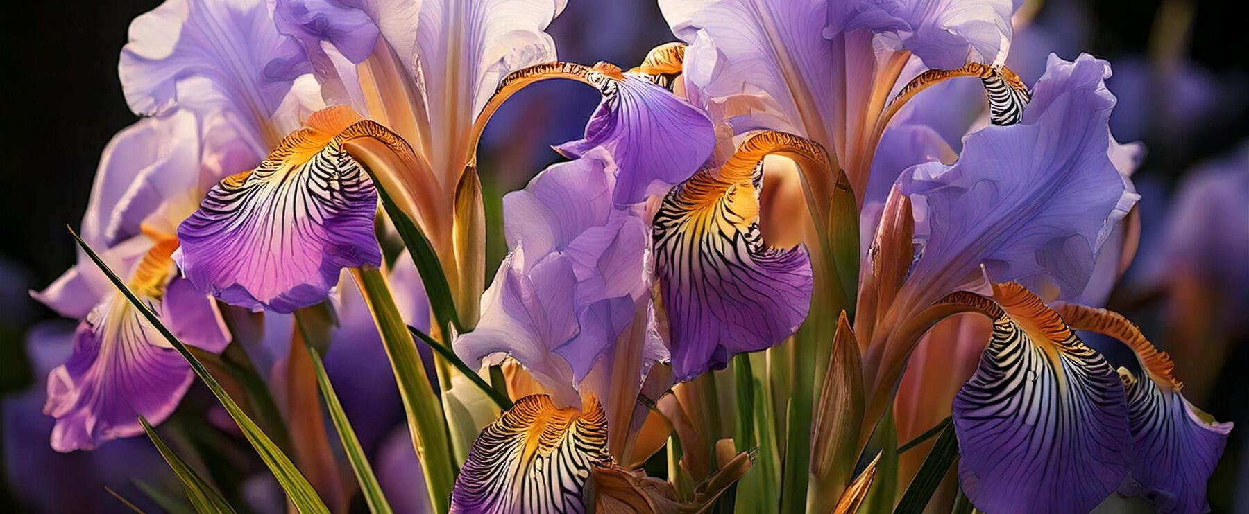 Purple hues, powdery allure. Iris dreams under a moonlit skies. 