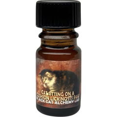 Cat Sitting On A Cushion Licking Its Paw by Black Phoenix Alchemy Lab