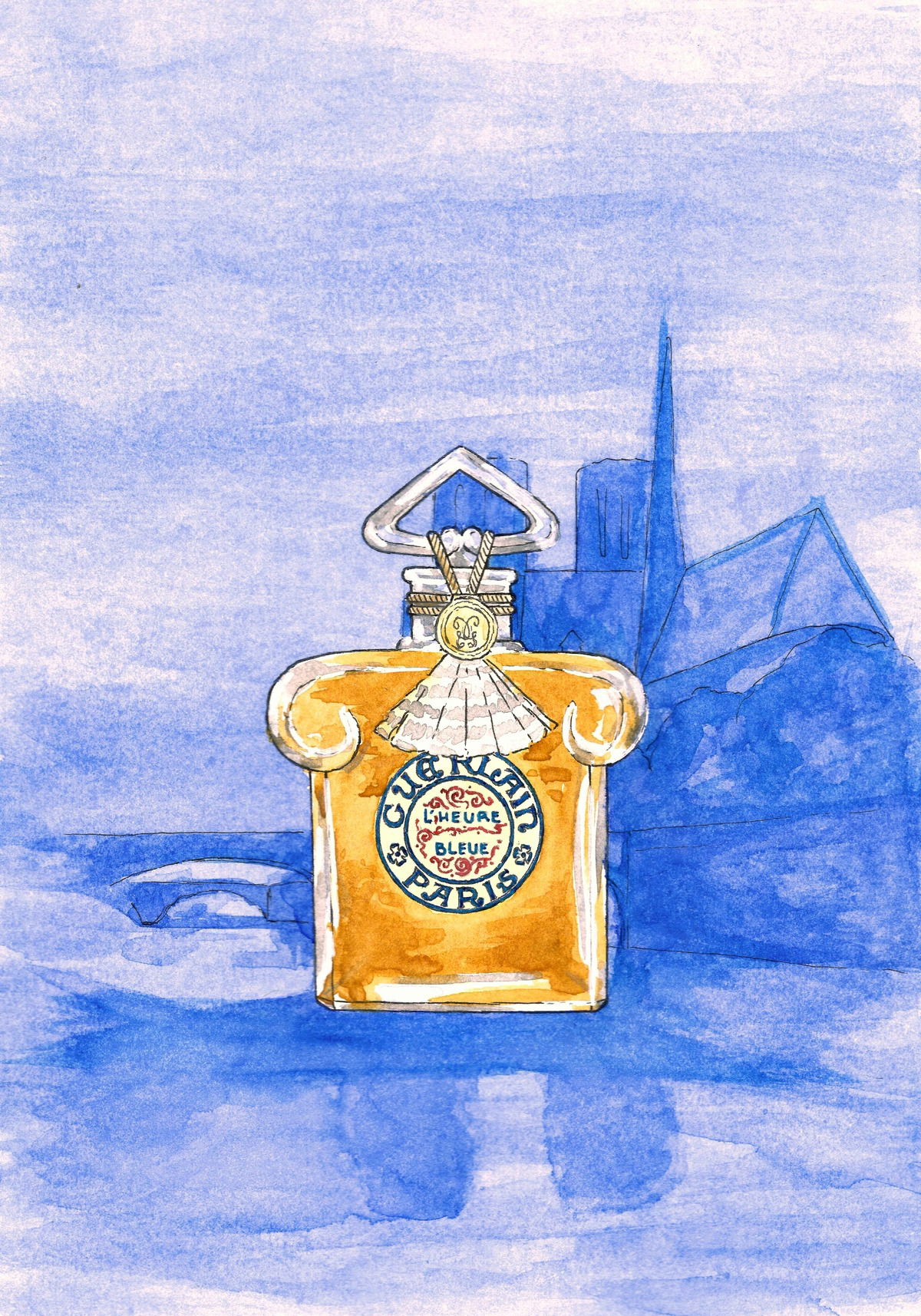 My watercolor for L'Heure Bleue