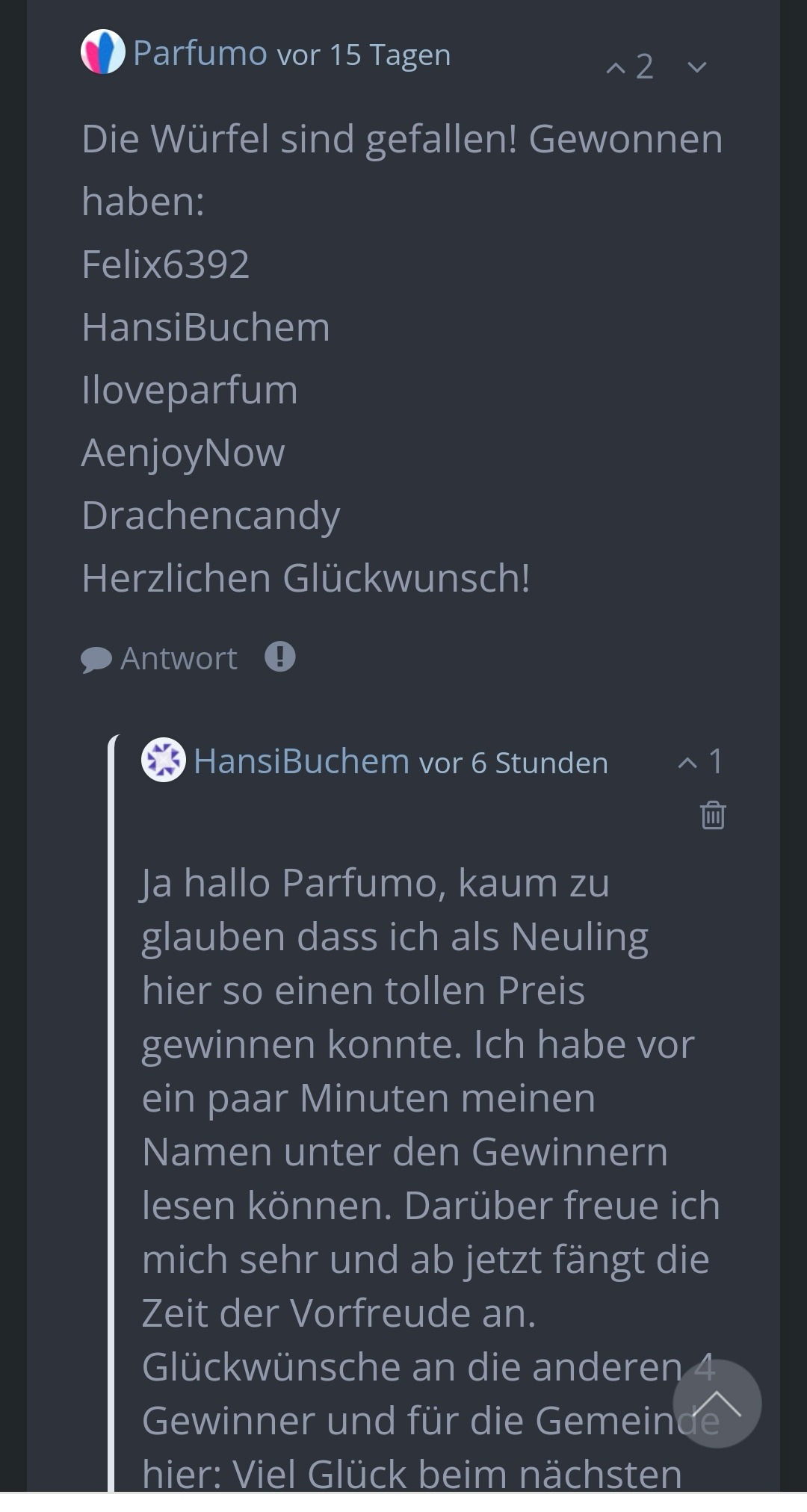 Fünf glückliche Parfumos! 🍀🍀🍀🍀🍀