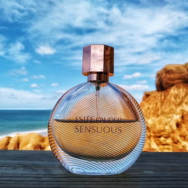 Einsamer weitläufiger Sandstrand mit roten Felsformationen in Algarve. Praia da Falesia Alfamar, nah an Albufeira.