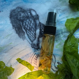 Die kleine Seejungfrau hat, auf Seidenpapier gedruckt, Parfümpost aus Übersee begleitet und mich mit den Algen aus dem Puget Sound zu diesem Bild inspiriert.