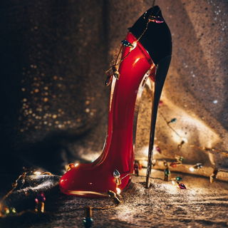 Im Glanz des Lichts, so zart und fein, steht dein Pantoffel 👠, Rot wie Wein. Ein kleiner Schuh, ein großer Traum, verliert sich nie im Dämmerraum.  Er flüstert Duft von Nächten süß, von einem Tanz, vom leisen Kuss. Ein Tropfen Eleganz, ein Hauch von Glück, er hält die Zeit im Augenblick.  So steht er da, so stolz, so klein, und lädt mich sanft zum Träumen ein. Ein rotes Herz in Glas gefasst, das jede Stunde schön erfasst.